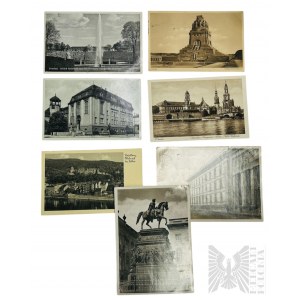 III Rzesza - Zestaw Siedmiu Niemieckich Pocztówek z Pieczątkami Propoagandowymi