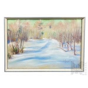 Unknown Artist (Signature Illegible, 20th century) - Winter Landscape Painting, Pastel on Paper