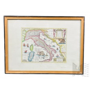 Jan Janssonius (1588-1664) - Obraz Mapa Włoch (Italia Nuovamente Piu Perfetta…), 1635 r., Reprodukcja Drukowana
