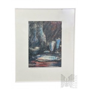 Nieznany Artysta (XX w.) - Obraz “Memento Mori”, 1984 r., Pastele Olejne (?) na Desce