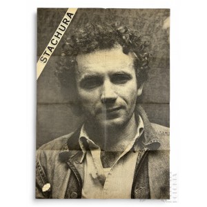 République populaire de Pologne, vers 1970 - Affiche recto-verso d'Edward Stachura avec données biographiques, œuvres littéraires et photographies