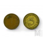 III Rzesza - Trzy Monety 1 Reichspfennig (1939), 5 Reichspfennig (1938) 10 Reichspfennig (1937); Niezidentyfikowana Moneta