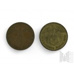 III Rzesza - Trzy Monety 1 Reichspfennig (1939), 5 Reichspfennig (1938) 10 Reichspfennig (1937); Niezidentyfikowana Moneta