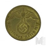 III Rzesza - Trzy Monety 1 Reichspfennig (1939), 5 Reichspfennig (1938) 10 Reichspfennig (1937); Niezidentyfikowana Moneta