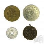 Powiew Zachodu - Żeton Shell Nova-Scotia 1867 Coin Mayflower, Żeton Calgary Stample Dollar (1976), Tax Token Commission State of Washington 10 Cents or Less Laws (1935), Medalik z Sentencją Stanu Maryland
