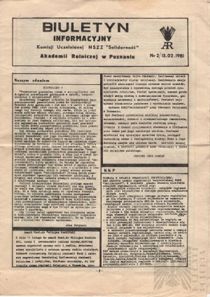 PRL, Poznań, 1981. - Information Bulletin of the University Committee of the NSZZ 