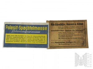 Germany - Paul Lechler (Stuttgard) advertising flyer; Germany - Palesit-Spachtelmasse (Bitumen Fiber Mixture) advertising flyer.