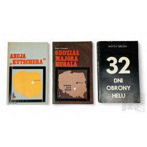 Dwie Książki z Serii “Wielkie Wojny, Kampanie, Bitwy: Piotr Stachiewicz, Akcja «Kutschera», Marek Szymański, “Oddział majora «Hubala»”; Książka Antoni Seroka, ”32 dni obrony Helu