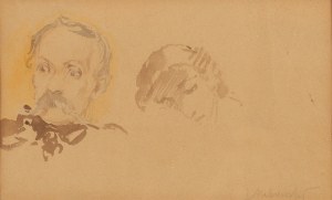 Jacek Malczewski (1854 Radom - 1929 Kraków), Akwarelowe studium głowy męskiej i kobiecej (Portret ojca artysty Juliana)