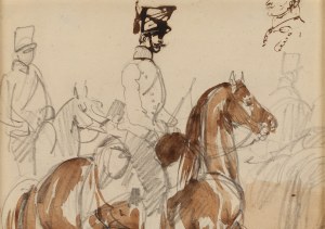 Piotr Michałowski (1800 Kraków - 1855 Krzyżtoporzyce k. Krakowa), Huzarzy na koniach oraz szkic głowy