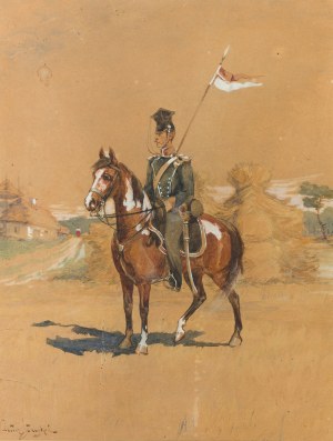 Wacław Artur Wielogłowski zw. Starykoń (1860 Odonów - 1933 Warszawa), Oficer na koniu