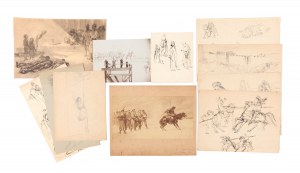 Adam Styka (1890 Kielce - 1959 Nowy Jork), Zestaw rysunków i memorabiliów Jana i Adama Styków (34 obiekty)