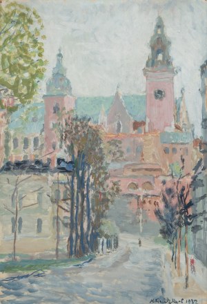 Hanna Rudzka-Cybisowa (1897 Mława - 1988 Kraków), Widok na Katedrę Wawelską z ul. Straszewskiego, 1932