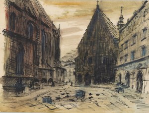 Kazimierz Holewiński (1904 - 1957 ), Plac Mariacki w Krakowie, 1947
