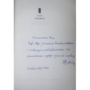 OŻÓG JAN BOLESŁAW Spokój [ dedykacja autora 1967 r.]