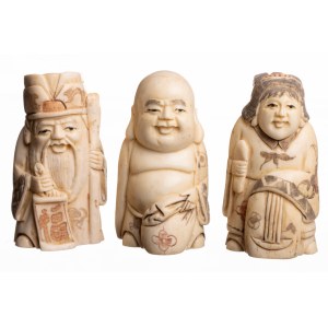 Three okimono of bone. Harmony and beauty