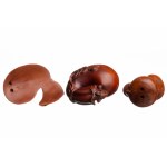 Three boxwood netsuke representing mice