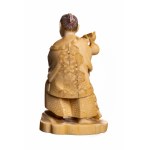 Shizudo, Okimono di osso firmato Shizudo, raffigurante un samurai con il figlio
