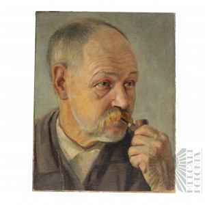 Romuald Smorczewski (1901-1962), Portret Mężczyzny z Fajką 1929 (wycięty)