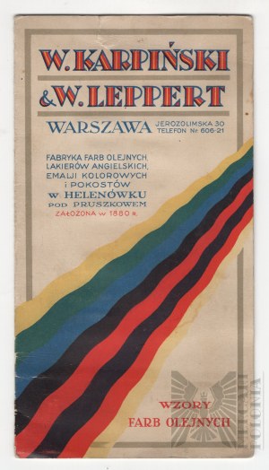 II RP (?) - Advertising leaflet by W. Karpinski and W. Leppert Paint and Varnish Factory in Helenowek near Pruszkow - Paint Color Sampler