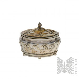 Fraget Warsaw - Tsarist Art Nouveau Silver-plated Sugar Box Iris Oval.