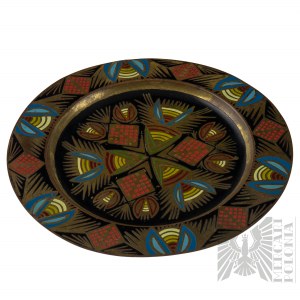 II RP - Talerz Art Deco w Stylu Zakopiańskim Góralskim 1937