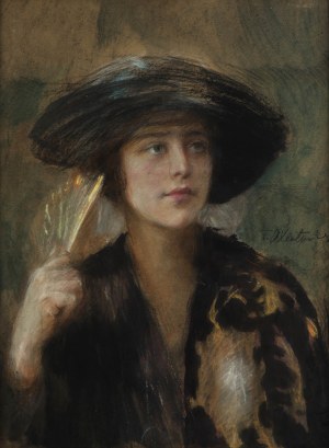 Teodor Axentowicz (1859 Braszów/Rumunia - 1938 Kraków), Portret damy w kapeluszu
