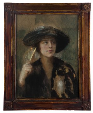 Teodor Axentowicz (1859 Braszów/Rumunia - 1938 Kraków), Portret damy w kapeluszu