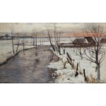 Michał Gorstkin-Wywiórski (1861 Warszawa - 1926 Berlin), Pejzaż zimowy z rzeką