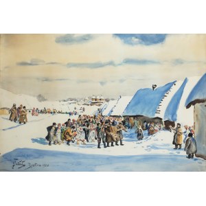 Julian Fałat (1853 Tuligłowy - 1929 Bystra), Scena weselna z Bystrej, 1920 r.