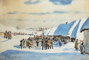 Julian Fałat (1853 Tuligłowy - 1929 Bystra), Scena weselna z Bystrej, 1920 r.