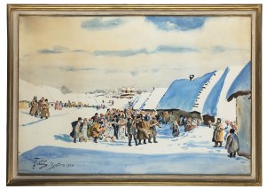 Julian Fałat (1853 Tuligłowy - 1929 Bystra), Scena weselna z Bystrej, 1920 r.