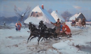 Czesław Wasilewski (1875 Warsaw - 1947 Łódź), Sledge to the Market