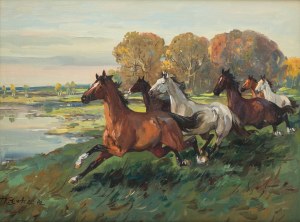 Tadeusz Kokietek (1920-1982), Konie w galopie, 1972 r.