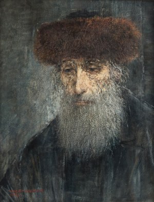 Maciej Lachur (1927 Zagórze - 2007 Otwock), Rabin w sobolowej czapie, 1996 r.