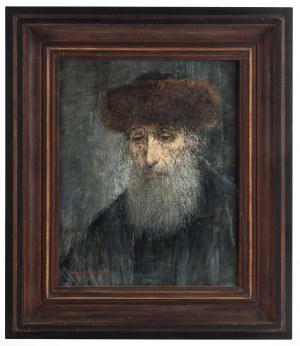 Maciej Lachur (1927 Zagórze - 2007 Otwock), Rabin w sobolowej czapie, 1996 r.