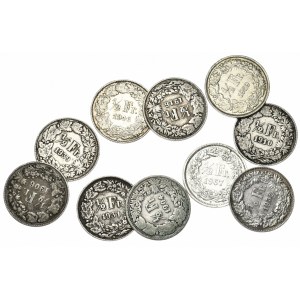 Switzerland, 1/2 Frank, set of 10 pieces.