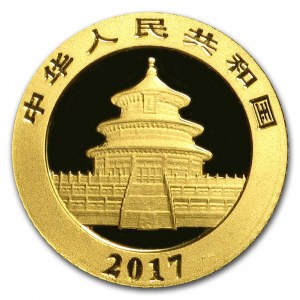 China, Panda 1g gold 999, 2017, in original wrapper