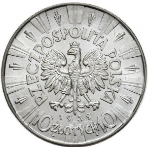 Poland, 10 gold 1939, Pilsudski