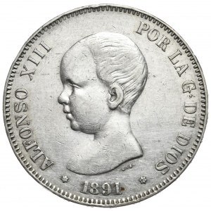 Hiszpania, 5 Peset, 1891r.