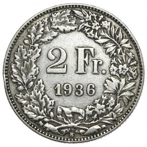 Switzerland, 2 Francs, 1936, Low mintage