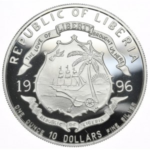 Liberia, 10 Dolarów, 1996r., Rzadkość
