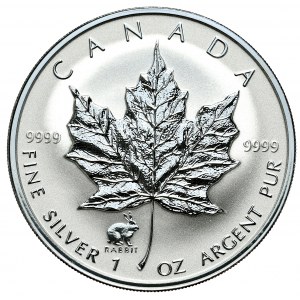 Kanada, 5 Dolarów, Liść, 1999r., 1oz., Privy Mark Rok Królika