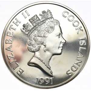 Wyspy Cooka, 100 Dolarów, 1991r., 5oz., Rushmore, Rzadkość