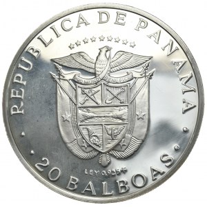 Panama, 20 Balboas, 1977, Vasco Nuñez de Balboa, 3.85 oz