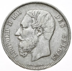 Belgie, 5 franků, 1875.