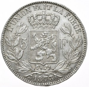 Belgie, 5 franků, 1873.