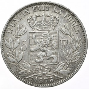Belgie, 5 franků, 1873.