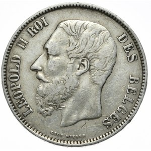 Belgia, 5 franków, 1868r.