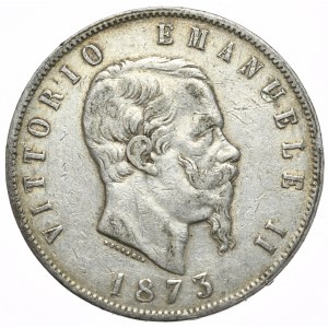 Włochy, 5 lirów 1873 M BN, Mediolan
